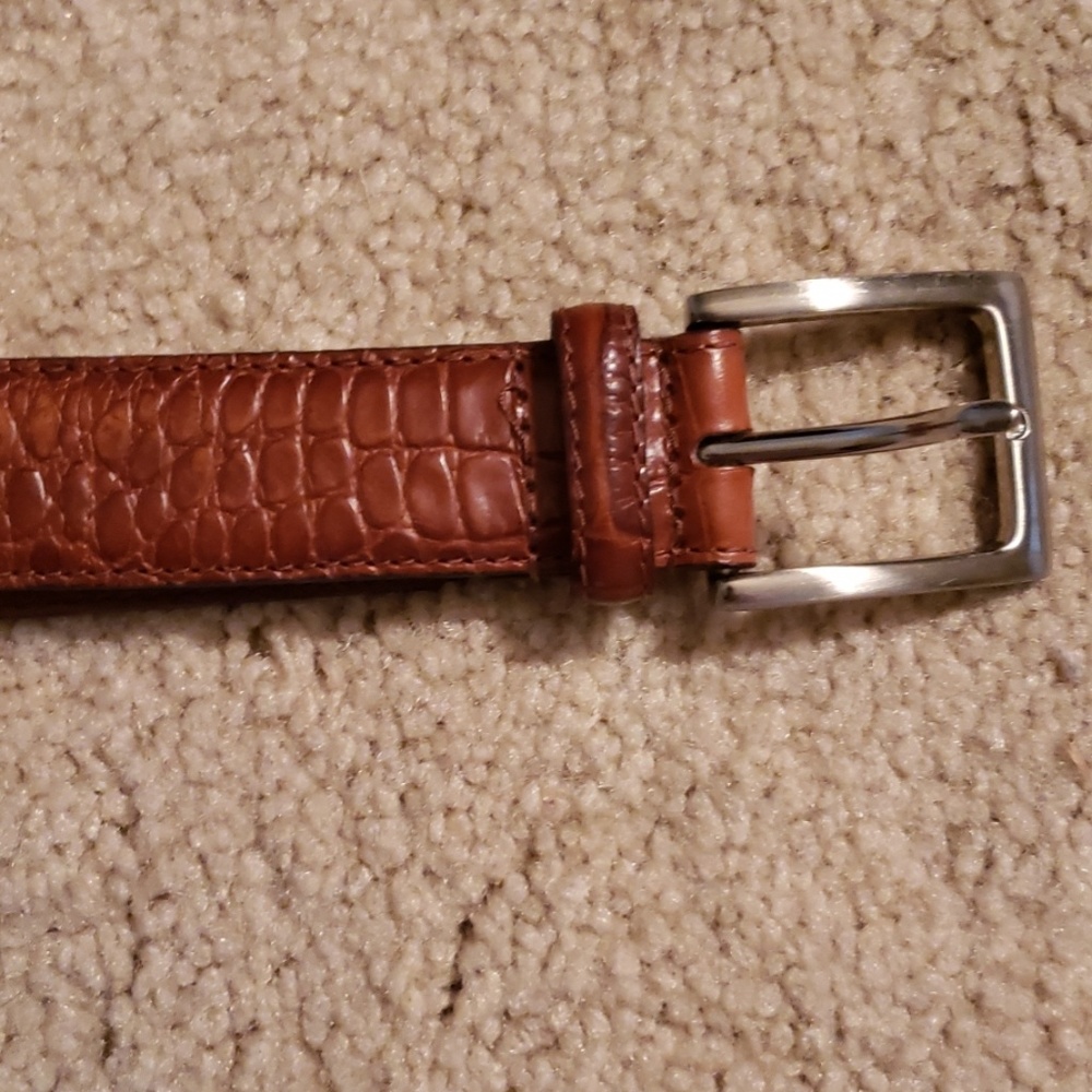 Mens Leather Belt, Faux Alligator